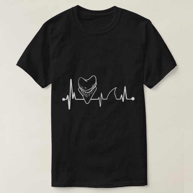 Teeth heartbeat shark fossil hunter megalodon toot T-Shirt (Design Front)
