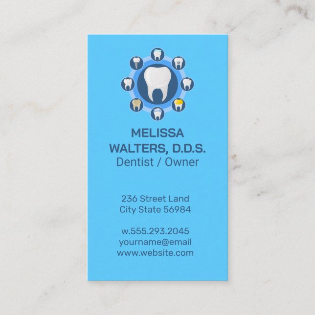 Teeth in Different Treatments | Dentist Business Card (Front)