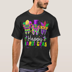 Teeth Jester Mask Dental Hygiene Happy Mardi Gras  T-Shirt