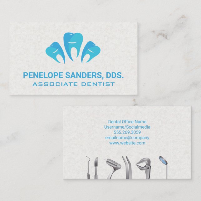 Teeth Logo | Dentistry Tools Business Card (Front/Back)