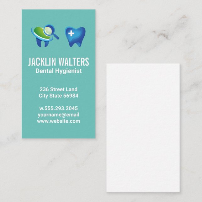 Teeth Logos | Tooth Inspection  Business Card (Front/Back)