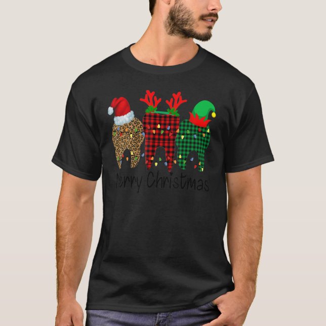 Teeth Merry Christmas Funny Dental Lovers T-Shirt (Front)