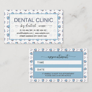 Teeth pattern blue Dentist  Appointment Card