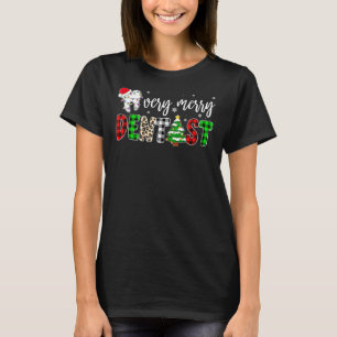 Teeth Very Merry Dentist Buffalo Plaid Christmas T-Shirt