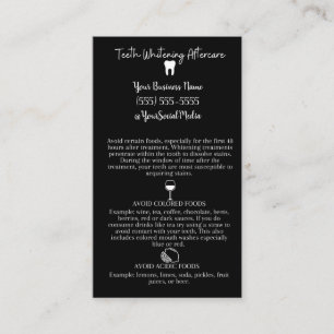 Teeth Whitening Aftercare Business Card