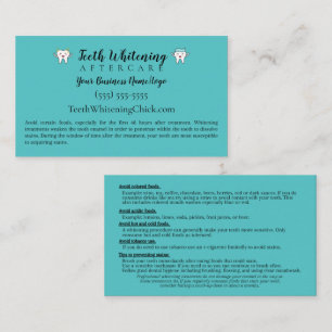 Teeth Whitening Aftercare Instruction Business Card