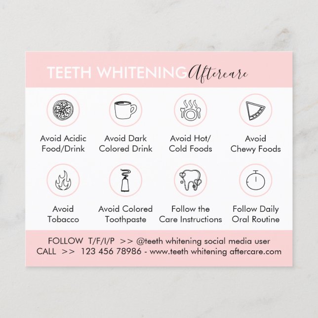 Teeth Whitening Aftercare Instruction Tips (Back)
