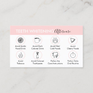 Teeth Whitening Aftercare Tips Business Card