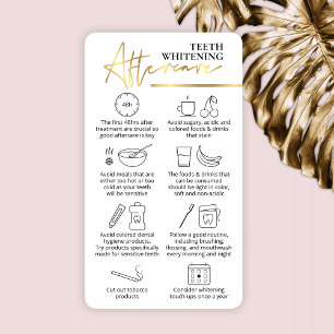 Teeth Whitening White & Gold Care Instructions Business Card