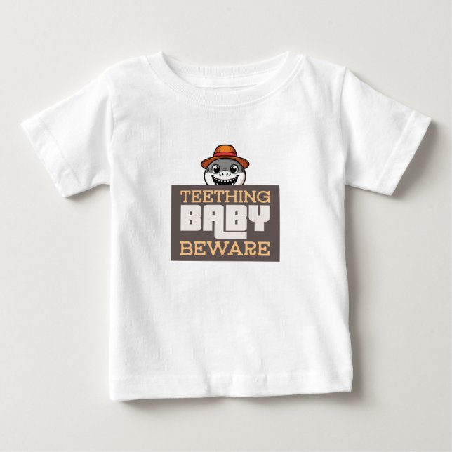 Teething Baby Beware Funny T-Shirt (Front)