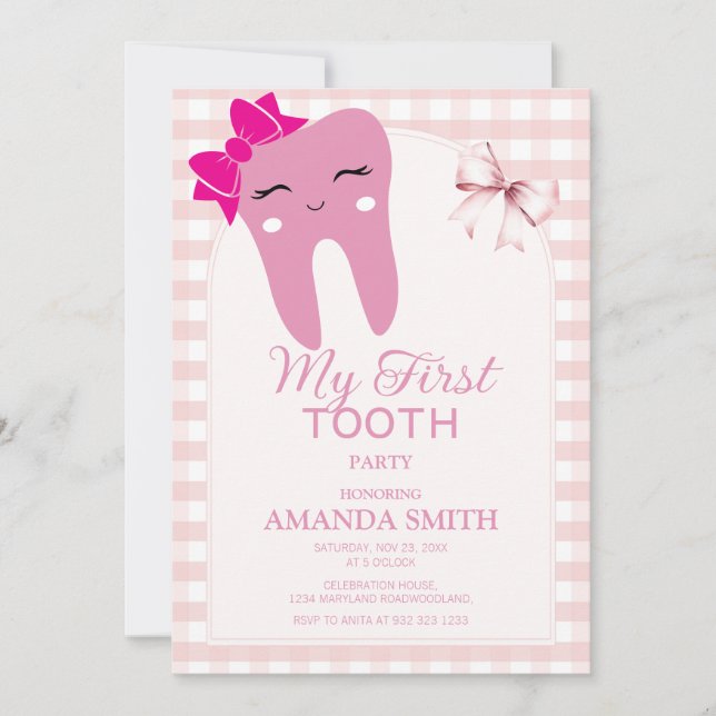 Teething Party Invitation - Baby First Tooth Party (Front)