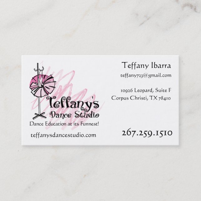 Teffany's Dance Studio Business Card - Custom (Front)