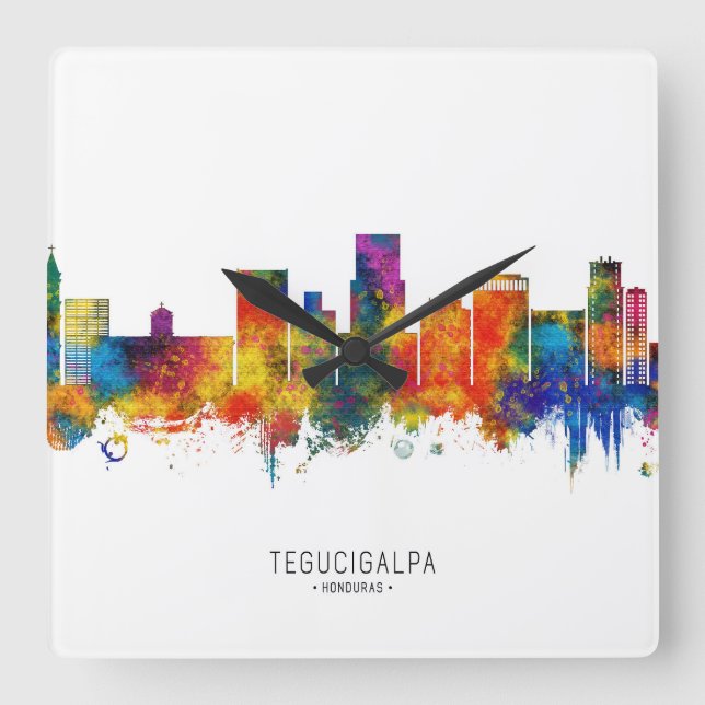 Tegucigalpa Honduras Skyline Square Wall Clock (Front)