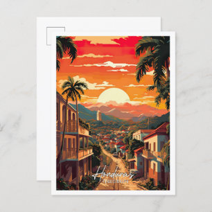 Tegucigalpa Honduras Vintage Travel Illustration Postcard