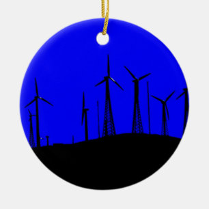 Tehachapi Wind Farm Silhouette Ceramic Tree Decoration