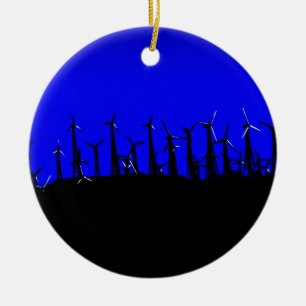 Tehachapi Wind Farm Silhouette Ceramic Tree Decoration