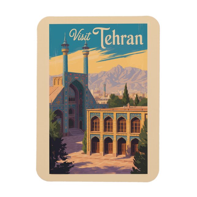 Tehran Iran Golestan Palace Illustration Travel Magnet (Vertical)