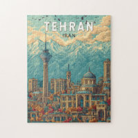 Tehran Iran Illustration Travel Art Vintage