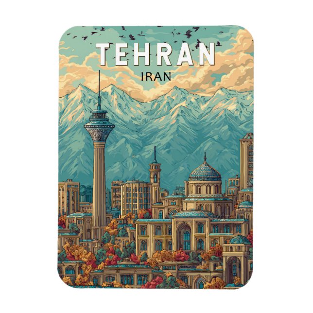 Tehran Iran Illustration Travel Art Vintage Magnet (Vertical)