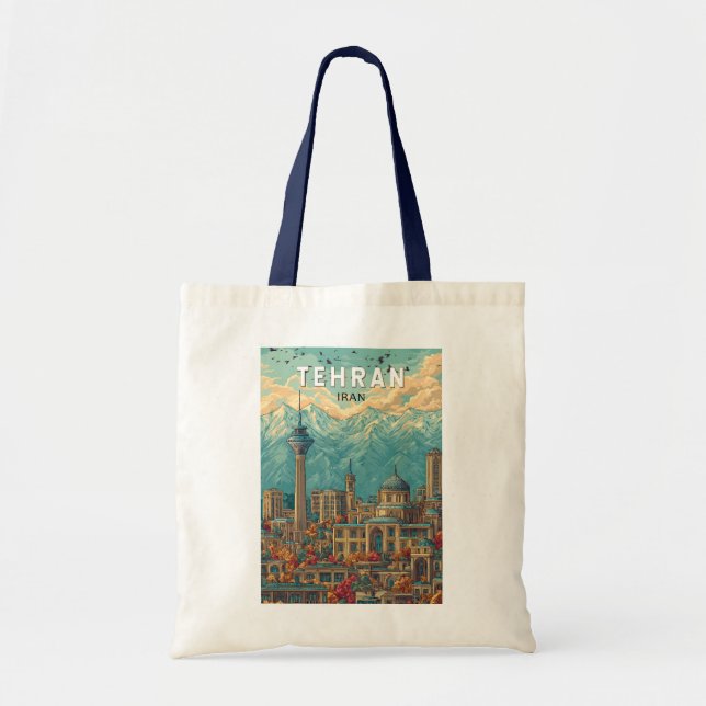 Tehran Iran Illustration Travel Art Vintage Tote Bag (Front)