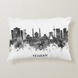 Tehran Iran Skyline BW Decorative Cushion