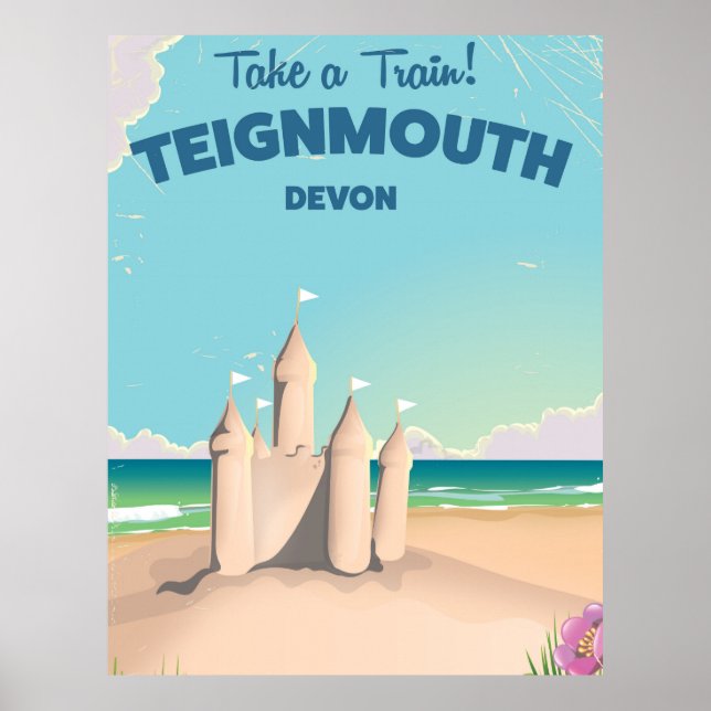 Teignmouth Beach Devon Vintage travel poster (Front)