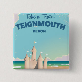 Teignmouth Beach Devon Vintage travel poster 15 Cm Square Badge