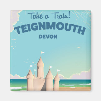 Teignmouth Beach Devon Vintage travel poster Magnet