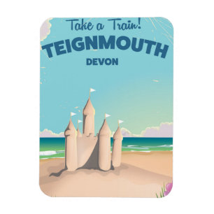 Teignmouth Beach Devon Vintage travel poster Magnet