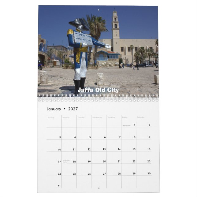 Tel Aviv Calendar (Jan 2027)
