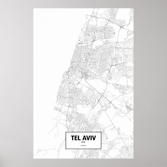 Tel Aviv, Israel (black on white) Poster (Front)