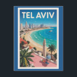 Tel Aviv Israel Illustration Travel Art Vintage Postcard<br><div class="desc">Tel Aviv retro vector travel design. Tel Aviv,  Israel’s vibrant coastal city,  blends modern energy with Mediterranean charm.</div>