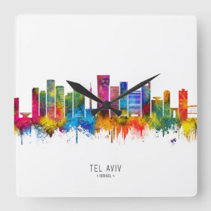 Tel Aviv Israel Skyline Square Wall Clock