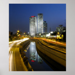 Tel Aviv Towers Night Photo Poster