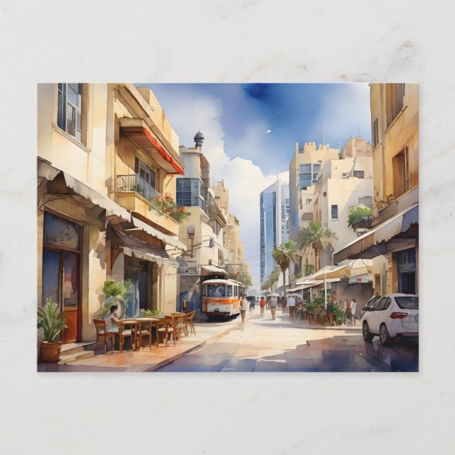 Tel Aviv watercolor art Postcard (Front)