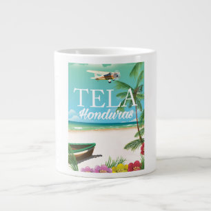 Tela Honduras vintage travel poster Large Coffee Mug
