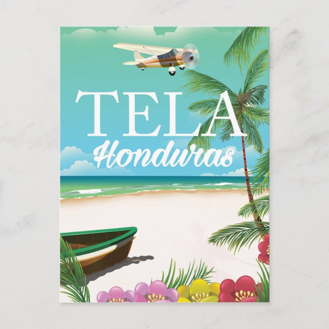 Tela Honduras vintage travel poster Postcard (Front)
