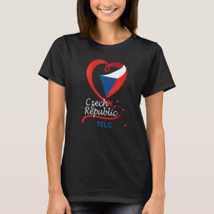 Telc Checzh Republic Heart Flag Lion Coat Of Arm E T-Shirt
