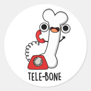 Tele-bone Funny Bone Telephone Pun  Classic Round Sticker