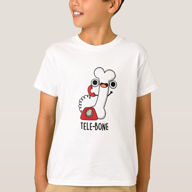 Tele-bone Funny Bone Telephone Pun  T-Shirt (Front)