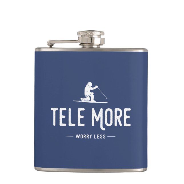 Tele More Worry Less Hip Flask (Front)