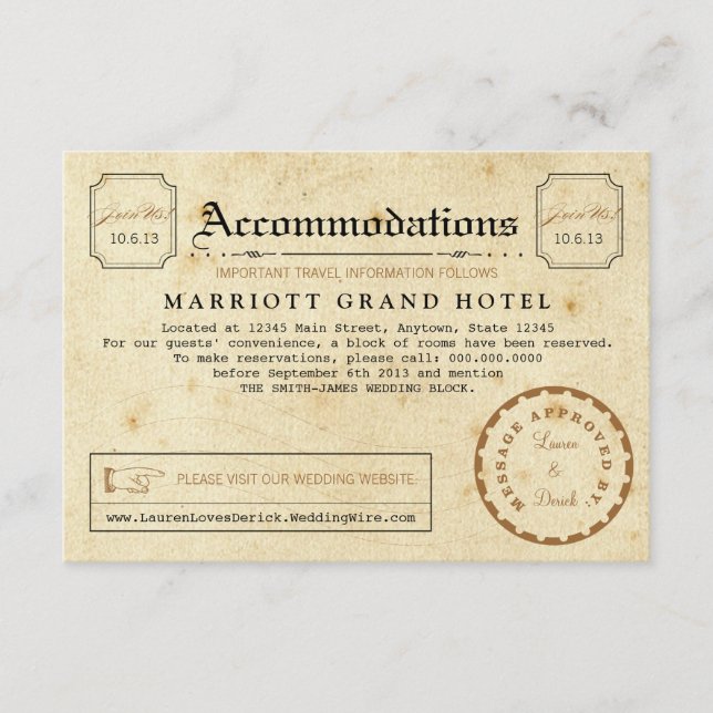 Telegram Hotel Accommodation Travel Insert Card (Front)
