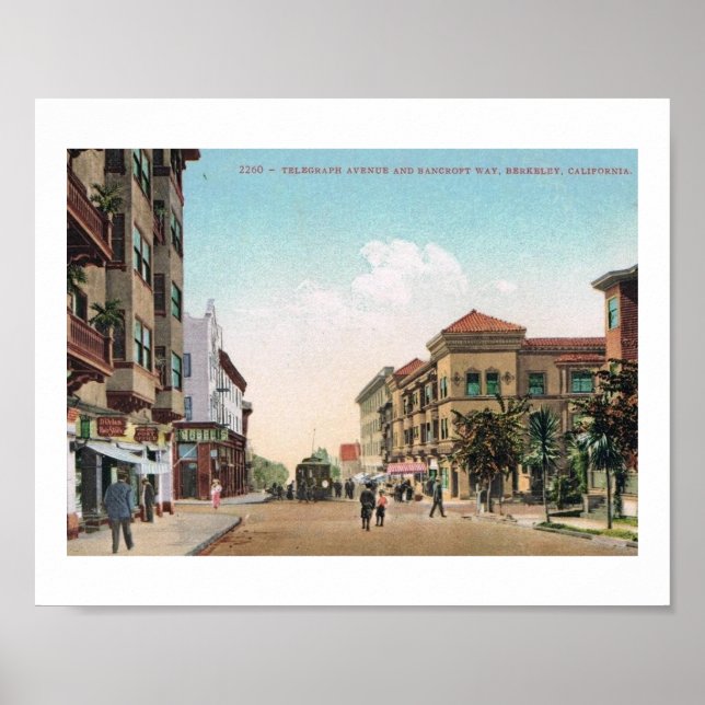 Telegraph Ave., Berkeley, California Vintage Postc Poster (Front)