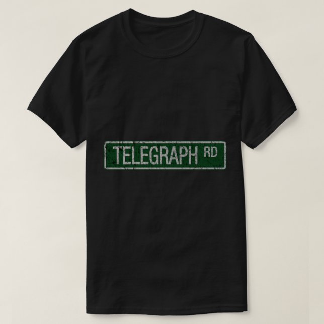 Telegraph Road green and  white street sign cracke T-Shirt (Design Front)
