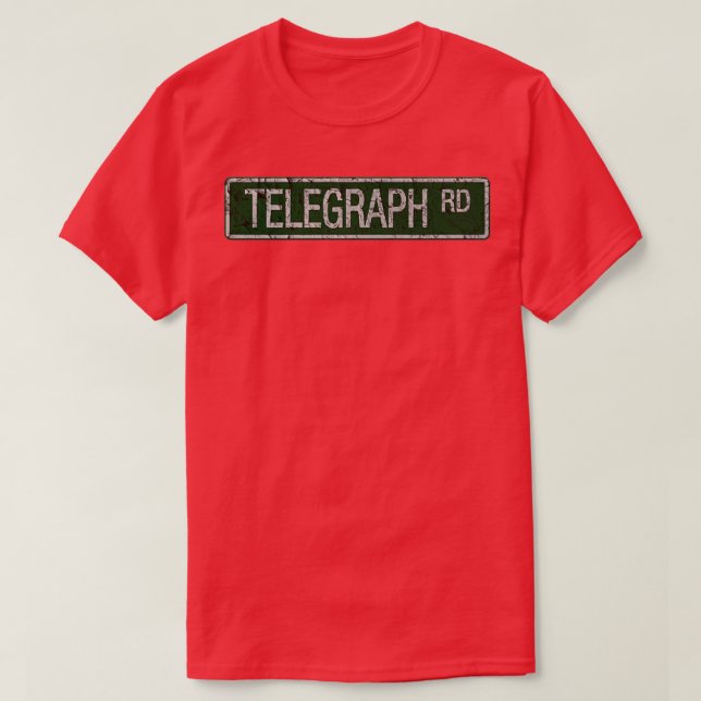Telegraph Road green and white street sign cracked T-Shirt (Design Front)