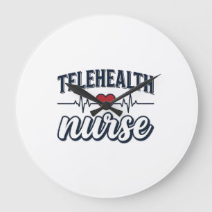 Telehealth Nurse Heartbeat Vintage Shirt Design_1 Large Clock
