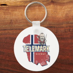 Telemark Norway Province Map Vintage Souvenir Key Ring
