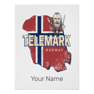 Telemark Norway Province Map Vintage Souvenir Poster
