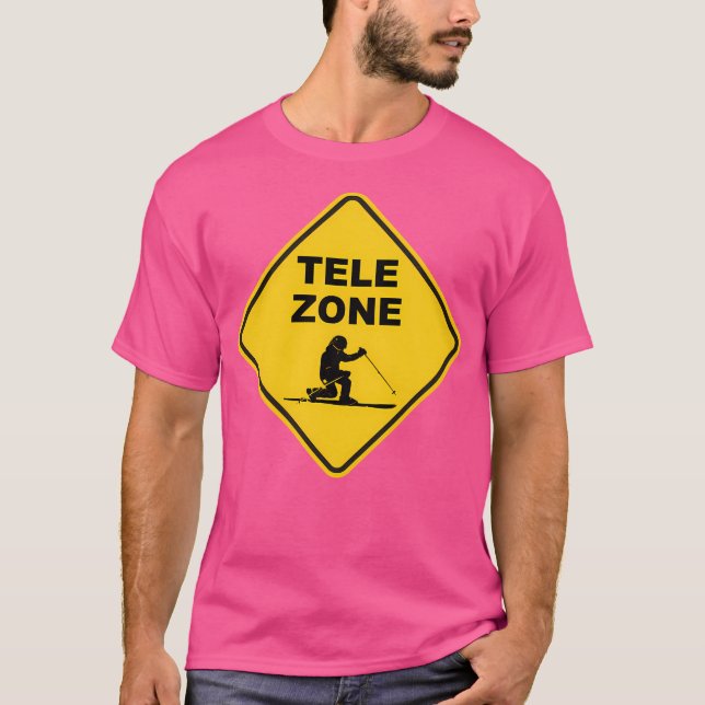 Telemark Ski Zone Road Sign T-Shirt (Front)