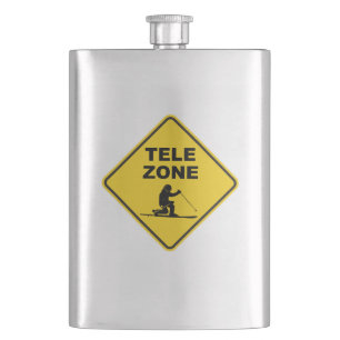 Telemark Ski Zone Sign Hip Flask